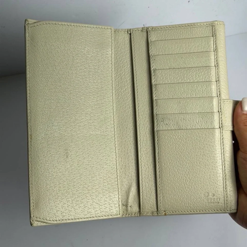 Gucci Soho Studded GG Logo Creamy White Leather Continental Wallet - Picture 10 of 13